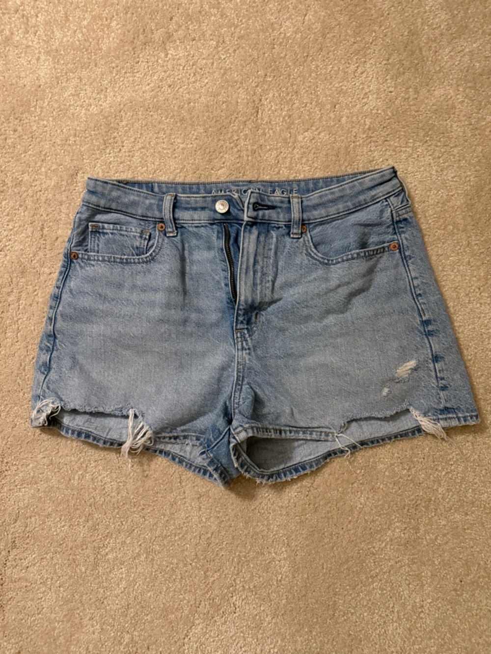 American Eagle Outfitters Light Wash Distressed Denim Mom Shorts
